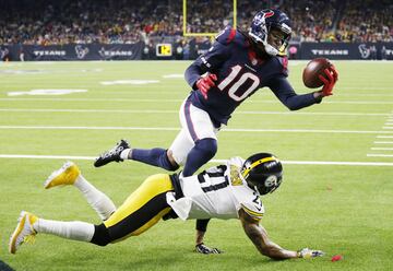 Hace un par de a?os, Odell Beckham fij車 el par芍metro de las recepciones espectaculares. Es una l芍stima que pas車 todo 2017 lesionado y no pudo aportar su granito de arena a un a?o en donde las atrapadas incre赤bles fueron la norma y no la excepci車n. Todo empez車 en el cuarto periodo del Super Bowl en febrero con Julian Edelman y una recepci車n indescriptible que mantuvo vivo el momento en la hist車rica remontada de New England. En la primera semana, Cole Beasley de los Cowboys, mantuvo el est芍ndar con una atrapada a una mano y por la espalda en el duelo ante los Giants. Y a esas se han sumado muchas m芍s. Antonio Brown hizo brillar los jueves con un ※helmet catch§ ante los Titans. Mike Evans gan車 un salto entre dos defensivos para un touchdown de 42 yardas hace un par de semanas ante los Falcons. Y apenas en la semana 16, Rob Gronkowski hizo una brillante recepci車n anotadora a una mano ante Bills, solo para que un d赤a despu谷s quedara en el olvido gracias al milagro de Navidad de DeAndre Hopkins ante Pittsburgh con un touchdown a dos tiempos y precisi車n milim谷trica. ?Cu芍l es su predilecta?