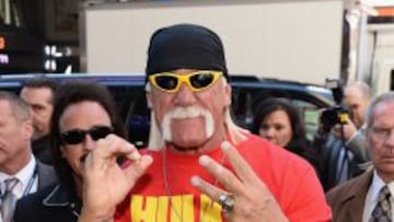 Hulk Hogan en la rueda de prensa previa a Wrestlemania XXX