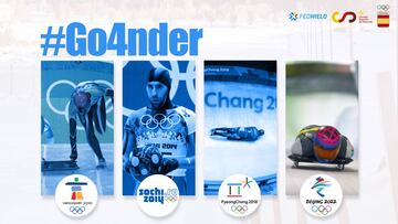 Cartel de la Real Federación Española de Deportes de Hielo con el que han celebrado la clasificación del piloto de skeleton Ander Mirambell para sus cuartos Juegos Olímpicos de Invierno.