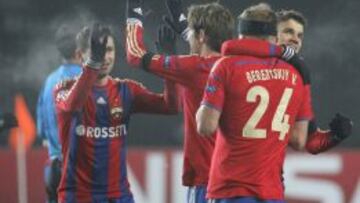 Los jugadores del CSKA celebran el empate.