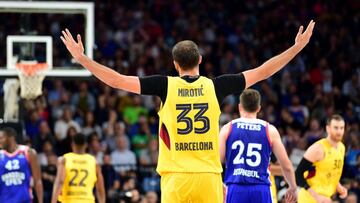 Nikola Mirotic celebra un triple con el Bar&ccedil;a en la Euroliga
 
 FC BARCELONA
 04/10/2019 