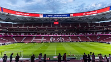 Panorámica del Metropolitano en el entrenamiento del Atlético antes de recibir a Osasuna.