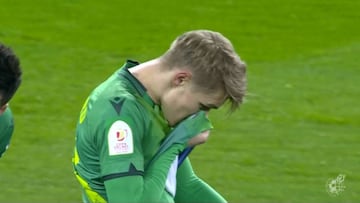 Odegaard apenas celebró su gol en el Bernabéu.