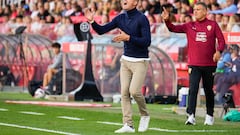 GIRONA, 22/10/2023. El entrenador del Almería Gaizka Garitano, durante el partido de Liga en Primera División entre el Girona FC - UD Almería, este domingo en el estadio municipal de Montilivi. EFE/David Borrat
