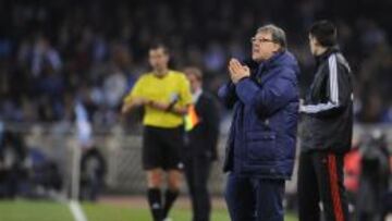 Martino, durante el partido de Anoeta.