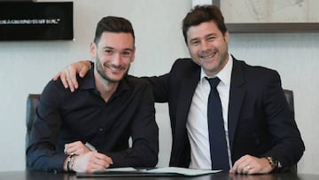 Hugo Lloris con Pochettino. 