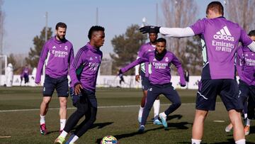 Una imagen del entrenamiento del Real Madrid antes del Valencia.