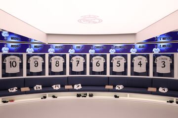 Vista general del vestuario del Real Madrid antes del partido de la primera jornada de la fase de grupos de la UEFA Champions League 2024/25 entre el Real Madrid CF y el VfB Stuttgart.