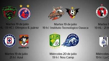 Fechas y horarios de la Jornada 1 de la Copa MX