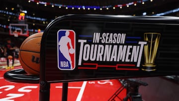 A detail of the In-Season Tournament signage