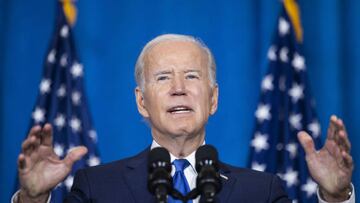US President Joe Biden speaks at a Democratic National Committee event in Washington, DC, US, on Wednesday, Nov. 2, 2022. Biden issued a fresh warning about threats to US democracy less than a week before Election Day. Photographer: Jim Lo Scalzo/EPA/Bloomberg via Getty Images