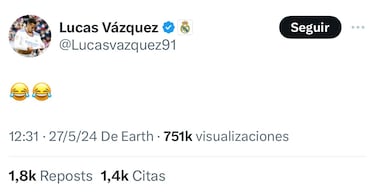 Lucas Vázquez publica un sarcástico tuit tras la lista de De la Fuente y después lo borra