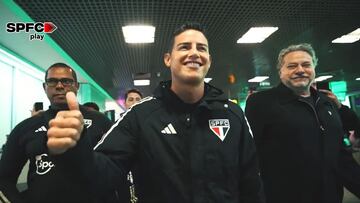El primer día de James Rodríguez como nuevo jugador de Sao Paulo.