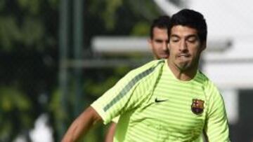 Luis Su&aacute;rez, durante un entreno.