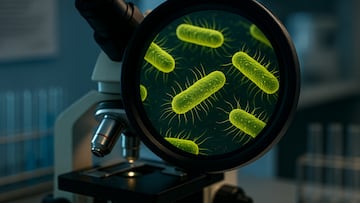 Bacteria under microscope - artist's impression