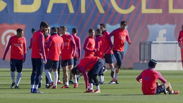 La plantilla del Barcelona en el &uacute;ltimo entrenamiento antes del Cl&aacute;sico