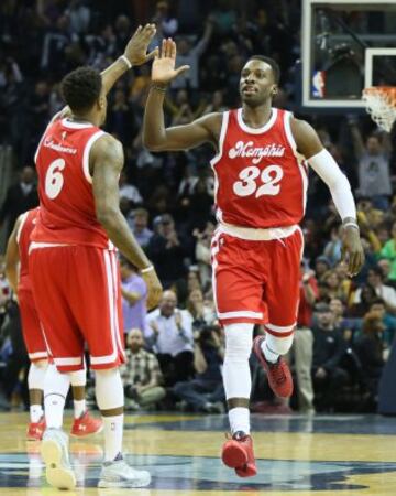 Jeff Green celebra una canasta con Mario Chalmers.