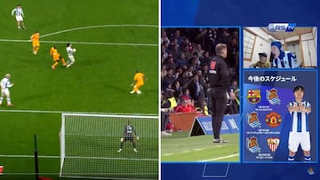 Otro mundo: la reacción de los 2 japoneses en el canal oficial de la Real al posible penalti de Mendy a Kubo