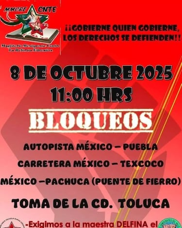 Megamarcha de la CNTE este 8 de octubre: cierrres y alternativas viales en CDMX y Edomex