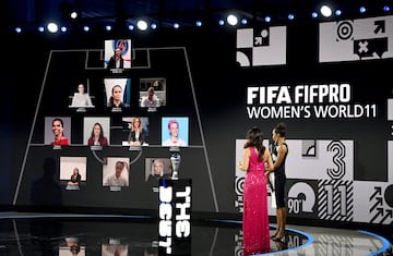 Premio al mejor once femenino FIFA FIFPRO 2020.
Endler, Bronze, Renard, Bright, Heath, Vero Boquete, Bonansea, Rapinoe; Cascarino, Miedema y Harder. 