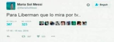 Maria Sol Messi recibe el apoyo de Dalma Maradona