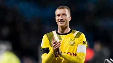 BOCHUM, GERMANY - FEBRUARY 07: Marco Reus of Borussia Dortmund celebrates the victory after the DFB Cup round of 16 match between VfL Bochum and Borussia Dortmund at Vonovia Ruhrstadion on February 7, 2023 in Bochum, Germany. (Photo by Alexandre Simoes/Borussia Dortmund via Getty Images) 

XYZ