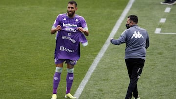 Borja, en su dedicatoria del gol ante el Elche. 