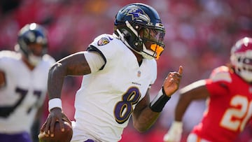 Baltimore Ravens quarterback Lamar Jackson left the game against the Kansas City Chiefs on Sunday, subbed in by Cooper Rush.