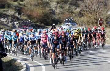 El pelotón durante la octava etapa de la Vuelta a España entre Logroño y Moncalvillo 