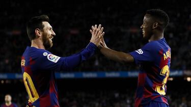 Ansu Fati y Messi.