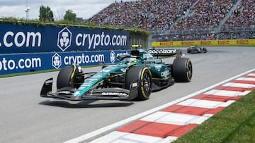 Fernando Alonso celebr¨® su segunda plaza en el podio del Gran Premio de Canad¨¢ con todo el equipo de Aston Martin, despu¨¦s de una dura batalla con Lewis Hamilton en la que sali¨® ganador.