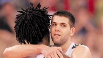 <b>BUEN ESTRENO. </b>Gelabale y Felipe Reyes llegan a la final en su primer año madridista.