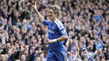 Torres celebra un gol al Leicester. 