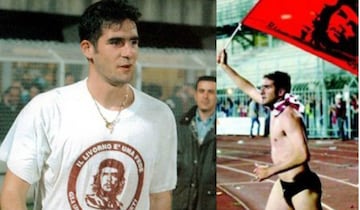 El futbolista italiano del Livorno era un seguidor declarado del Ché Guevara, por lo que no era raro verlo festejando sus goles con una playera del revolucionario argentino.