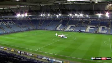 Vichai Srivaddhanaprabha llegando en helicóptero al estadio del Leicester. Imágen: YouTube