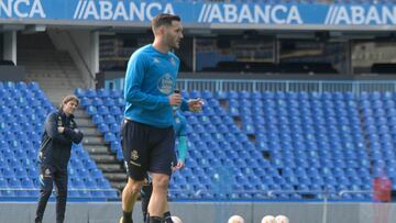 Lucas Pérez con el Deportivo en Riazor.