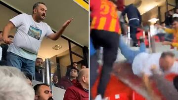 Se enzarza en una pelea desde el palco y acaba estampándose en la grada: la caída es estremecedora