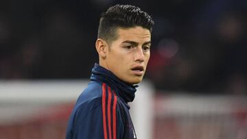 James Rodríguez antes de un partido con el Bayern Múnich.