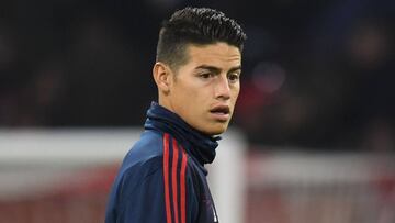 James Rodr&iacute;guez antes de un partido con el Bayern M&uacute;nich.