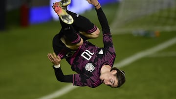 Marcelo Flores celebrates 2-1 of Mexico during the game Mexico U-20 vs Brazil U-18 corresponding to Revelations Cup Celaya 2021, at Miguel Aleman Valdes Stadium, on November 13, 2021.
<br><br>
Marcelo Flores celebra su gol 2-1 de Mexico durante el partido Mexico Sub-20 vs Brasil Sub-18, correspondiente a la Copa Revelaciones Celaya 2021, en el Estadio Miguel Aleman Valdes, el 13 de Noviembre de 2021.
