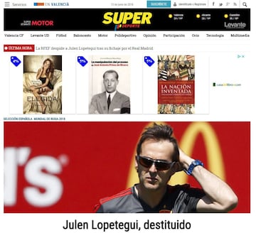 Las reacciones de la prensa tras la destitución de Lopetegui