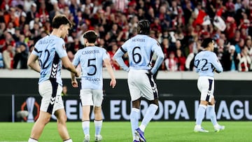 FREIBURG (Germany), 09/04/2026.- Players of Celta Vigo react after receiving the second goal during the UEFA Europa League quarter-finals 1st-leg soccer match between SC Freiburg and RC Celta de Vigo in Freiburg, Germany, 09 April 2026. (Alemania) EFE/EPA/RONALD WITTEK