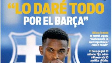 El reto de Semedo, en las portadas de Barcelona