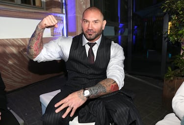 Dave Bautista durante la presentación de los vehículos Jaguar Land Rover que aparecen en la nueva película de Bond, "Spectre", el 15 de septiembre de 2015 en Fráncfort del Meno, Alemania.