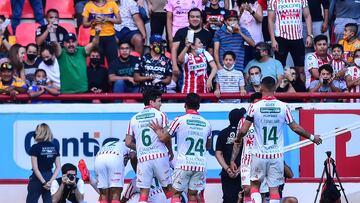 Rodrigo Aguirre celebrates goal 1-0 of Necaxa during the game Necaxa vs Tigres UANL, corresponding to day 15 of the Torneo Clausura Grita Mexico C22 of Liga BBVA MX, at Victoria Stadium, on April 19, 2022.
<br><br>
Rodrigo Aguirre celebra su gol 1-0 de Necaxa durante el partido Necaxa vs Tigres UANL, correspondiente a la jornada 15 del Torneo Clausura Grita Mexico C22 de la Liga BBVA MX, en el Estadio Victoria, el 19 de Abril de 2022.