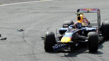 Así quedó el coche de Webber tras el accidente de Monza.