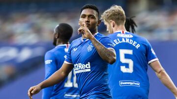 Alfredo Morelos celebrando un gol con Rangers.