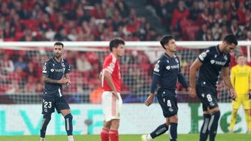 Real Sociedad's Spanish midfielder #23 Brais Mendez celebrates scoring his team's first goal during the UEFA Champions League 1st round day 3 Group D football match between SL Benfica and Real Sociedad at the Luz stadium in Lisbon on October 24, 2023. (Photo by CARLOS COSTA / AFP)