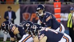 CHICAGO, IL - AUGUST 10:   Mark Sanchez #6 of the Chicago Bears calls the signals against the Denver Broncos during a preseason game at Soldier Field on August 10, 2017 in Chicago, Illinois. The Broncos defeated the Bears 24-17. (Photo by Jonathan Daniel/Getty Images)