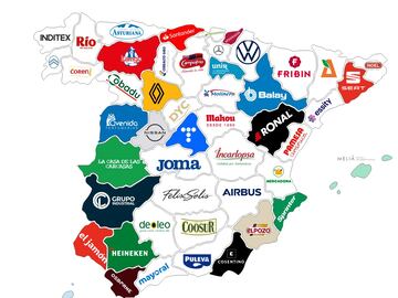 Mapa de la empresa líder en cada provincia elaborado por Datacentric.